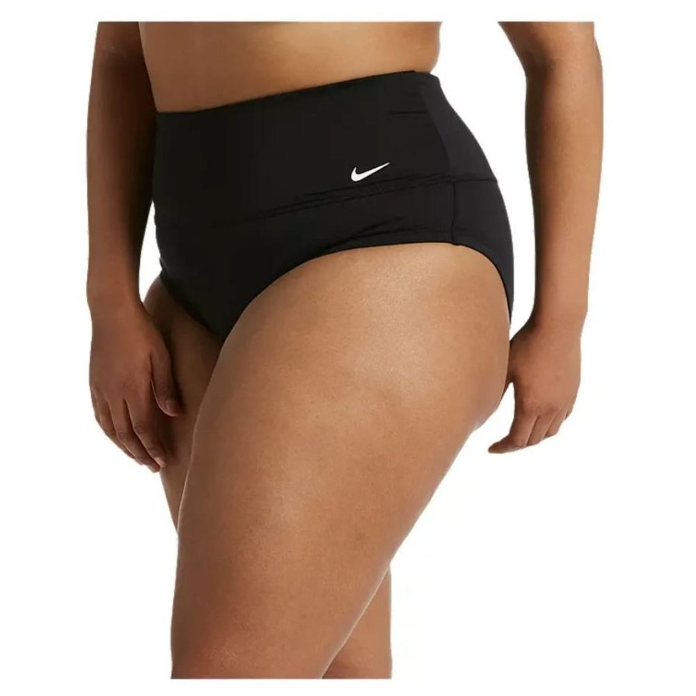Nike NESSA276 Plus  Size Essential High Waist Banded Swim Bottoms Black